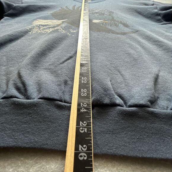 VINTAGE Eagle Sweatshirt Mens Large Blue Bald Made USA 90s Cotton Grove Designs - Picture 7 of 13